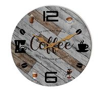 Tiancentral Rustic Kitchen Wall Clock Wooden Office Coffee Decor Wall Clocks 12 inches Silent Clocks for Kitchen/Office/Coffee Corner/Cafe Shop Decoration
