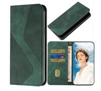 TIANCI Case for Nothing Phone 3, Simplicity Hidden Magnetic PU Leather Case, S-shaped Striped Flip Wallet Cover for Nothing Phone 3 Green
