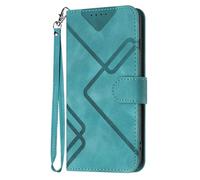 TIANCI for Motorola Moto X70 Air Case, Wallet Case for Motorola Moto X70 Air Line Pattern PU Leather Cover Light Blue