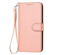 TIANCI for TCL K70 4G Case, Phone Case for TCL K70 4G Carbon Fiber Pattern PU Leather Cover Pink