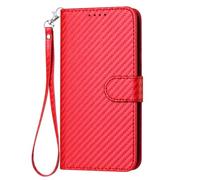 TIANCI for TCL K70 5G Case, Phone Case for TCL K70 5G Carbon Fiber Pattern PU Leather Cover Red