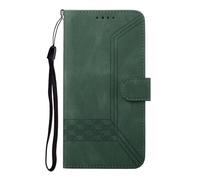 TIANCI Phone Case for Doogee N55, Checkered Business Leather Case, Wrist Rope Mobile Cover for Doogee N55 Green