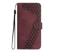 TIANCI Phone Case for Honor 500 Pro, Pattern [7] Plaid Texture, PU Leather Wallet Phone Case, Flip Cover for Honor 500 Pro Red