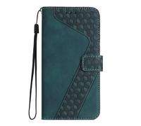 TIANCI Phone Case for Honor X7e, Pattern [7] Plaid Texture PU Leather Wallet Phone Case, Flip Cover for Honor X7e Green