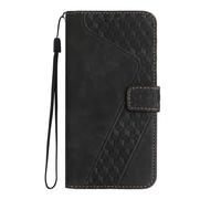 TIANCI Phone Case for Honor X7e, Pattern [7] Plaid Texture PU Leather Wallet Phone Case, Flip Cover for Honor X7e Black