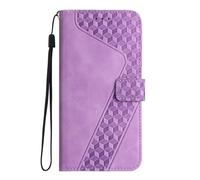 TIANCI Phone Case for Honor X80 Pro Max, Pattern [7] Plaid Texture PU Leather Wallet Phone Case, Flip Cover for Honor X80 Pro Max Purple