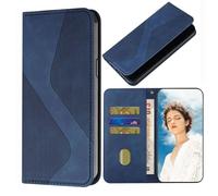 TIANCI Phone Case for Huawei Enjoy 80 Pro, Simplicity Hidden Magnetic PU Leather Phone Case, S-shaped Striped Flip Wallet Cover for Huawei Enjoy 80 Pro Blue
