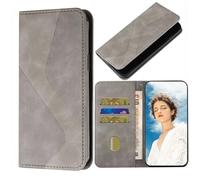 TIANCI Phone Case for OnePlus Ace 6T, Simplicity Hidden Magnetic PU Leather Phone Case, S-shaped Striped Flip Wallet Cover for OnePlus Ace 6T Grey