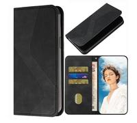 TIANCI Phone Case for OPPO Reno15 Pro Max, Simplicity Hidden Magnetic PU Leather Phone Case, S-shaped Striped Flip Wallet Cover for OPPO Reno15 Pro Max Black