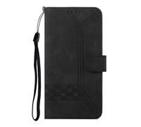 TIANCI Phone Case for TCL K70 SE 4G, Checkered Business Leather Case, Wrist Rope Mobile Cover for TCL K70 SE 4G Black