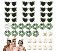 TIANCONGYUN Pack of 36 JGA Accessories Women Stag Night Women Decoration, 12 Heart Sunglasses JGA + 12Bride Tattoo Stickers + 12Bride Hair Scrunchie, Hen Party Woman Accessories