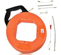 Tiandirenhe Electrical Fish Tape Fiberglass Fish Tape 100Ft/30m x 4mm with 6 Adapters Pull Wire Max.Tensile Strength 90KG Wire Pulling Tool (100Ft Fish Tape Kit)