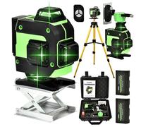 Tiandirenhe Upgraded Cross Line Laser with Tripod, 4 x 360° 16 Lines, Ultra High Precision Reticle Laser Spirit Level, Automatic Levelling, 2400 mAh Battery x 2 with Wall Mount, Remote Control