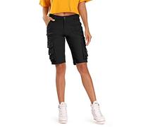 Tianerhay Bermuda Cargo Shorts for Women,Camo Military Cotton Casual Work Loose Fit Twill Multi Pockets Outdoor Summer Wear 1 Black Tag 12- UK 14