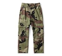 Tianerhay Boys' Cargo Trousers,Pull on Elastic Waistband with Multi Pockets Casual Outdoor Pants Camo 29 170-UK 13-14