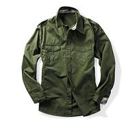 Tianerhay Men’s Military Cargo Shirt Lightweight Cotton Tactical Work Shirt Long Sleeve Regular Fit Combat Top for Hiking, Fishing Army Green S