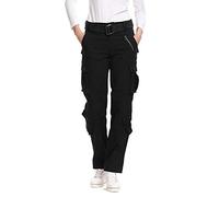 Tianerhay Women's Cargo Combat Trousers Black Cotton Stretch - Ladies Casual Work Pants with 8 Pockets for Security & Uniform Black Tag 18-UK 20