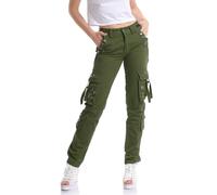 Tianerhay Women's Combat Cargo Trousers 8 Pocket Straight Leg Cotton Work Pants for Hiking Camping Travel Army Green Tag 36-UK 16