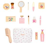 Tianeri Wooden Beauty Salon Play Set,Cute Smooth Makeup Toy with Makeup Bag | Pretend Play Kit for & Little Girls Aged 3+, Fake and Beauty Salon Toys for Kids Christmas Birthday