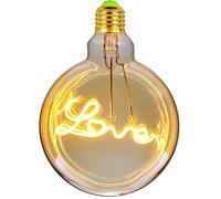 Tianfan Industrial Style Vintage LED Edison Bulb, 4W 220-240V E27 Dimmable Hanging Bulb, 2000K Warm Yellow Color Temperature, Flat Ball Shape 125mm Diameter (Love)