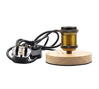 TIANFAN Wooden Lamp Edison Bulb Lamp Base E27 Bronze Table Lamp with 1.8M UK Plug Cable Dimmer Switch Desk Lamp Industry Style Retro