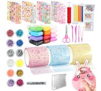 TianFukj Nano Tape Bubbles Set, 3 Nano Tape with 12 Argile and 20 Stickers, Super Elastic Nano Tape for Stress Relief and Fun, Self-Adhesive Nano Tape for Girls and Boys