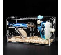 TianfuSpanda Acrylic Hamster Cage, Clear Dwarf Pet Habitat with Silent Exercise Roller, Complete Pet Supplies, Sturdy Transparent Cage for Dwarf Hamsters, Gerbils
