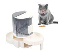 TianfuSpanda Automatic Cat Feeder Double Layer, Automatic Dog Feeder Wet Dry Separate, Rotating Storage Pet Water Dispenser for Small and Medium Pets Daily Use (Grey)