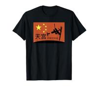 Tiangong Space Station Silhouette Chinese Flag T-Shirt