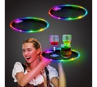 Tiangrid 2 Pcs 11 Inch LED Light up Serving Tray No Slip Multicolor Flashing Black Plastic Round Bar Serving Tray for Restaurants Bars Clubs Cocktail Night Party