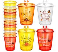 Tiangrid 24 Pieces Friendsgiving Shot Glasses, Beaded Necklaces Plastic Thanksgiving Shot Glasses Necklace Cups for Friendsgiving Decorations Thanksgiving Party Favors Supplies, 4 Colors