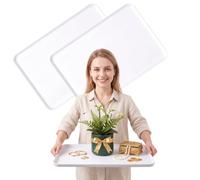 Tiangrid 3 Pcs Large Serving Trays, 23.6" x 15.7" White Plastic Platters | Rectangular Party Trays for Food, Appetizers, Desserts, Meat, Fruit, Snacks, Buffet, Catering & Entertaining