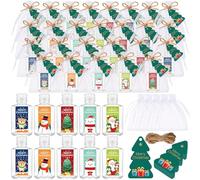 Tiangrid 50 Sets Mini Hand Sanitizer Bottles Bulk Wedding Favors for Guests 2oz Empty Travel Size Hand Sanitizer Bottles with 50 Organza Bags Thank You Tags for Bride Party (Christmas,Multicolor)