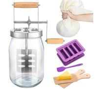 Tiangrid 6 Pcs Butter Churner Hand Crank Mason Jar Set 34 oz Large Hand Crank Butter Churn Manual Butter Maker with Butter Mold Spatulas Cheese Cloth Beech Wood Butter Paddles Butter Making Kit