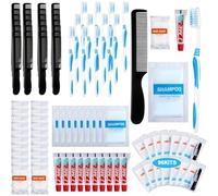 Tiangrid 96 Sets Personal Hygiene Kit Basic Toiletry Kits Homeless Supplies Bulk for Women, Men, Travel, Charity, Business Include 96 Shampoo, 96 Toothbrush, 96 Toothpaste, 96 Comb, and 96 Bath Soap