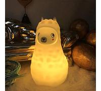 Tianhaixing Animal Alpaca Kids Night Light, Children's Room LED Bedside Lamp, Rechargeable Soft Silicone Light, Adjustable Brightness and Colors, Compatible with Touch Control & Remote Control
