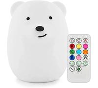 Tianhaixing Animal-Shaped Night Light, Rechargeable LED Soft Silicone (BPA Free) Bedside Lamp for Children/Adults, Adjustable Brightness and 9 Colors by Touch Control & Remote Control (Big Bear)
