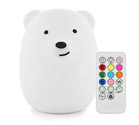 Tianhaixing Bear Night Light for Kids, Rechargeable LED Children Lamp, Soft Silicone (BPA Free) for Baby/Boy/Girl/Adult, Remote & Touch Control Adjustable Brightness and Color (9 Colors), Eye Caring
