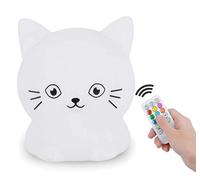 Tianhaixing Cat Night Light, Rechargeable LED Bedside Lamp for Children, 9 Changeable Colors Silicone Nursery Lamp for Breastfeeding, Eyes Caring, Tap Adjustable Brightness & Color, Remote Control