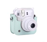 TIANHENGMart for instax for mini 12 11 Camera Bag - PU Protective Case with Adjustable Strap - Lightweight Carry Cover for Daily Use Blue(Green)