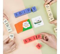 TIANHENGMart Wooden Alphabet Matching Game Fun Learning Experience with Spelling Cubes and Flashcards for Young Learners (S)