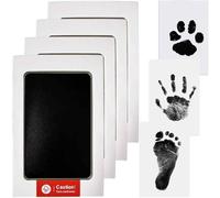 Tianher Baby Hand and Footprint Kit, 4pcs Baby Footprint Kit & Handprint Kit Pet Paw Print Kit with 4 Ink Pads and 8 Imprint Cards Safe for Hands and Feet Family Keepsake Baby Shower Gifts (Black)
