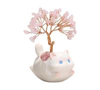 Tianher Crystal Tree, Rose Quartz With Tree Of Life Gifts Kitty Healing Crystals Crystals And Healing Stones Fengshui Ornament For Home Office Room House (Pink)