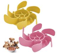 Tianher Slow Feeder Dog Bowl, 2 Pcs Dog Slow Feeder Bowl Adjustable Insert Silicone With Suction Cups For Metal Raised Elevated Ceramic Dog Bowls (Pink Yellow)