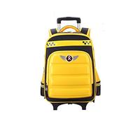 TIANHEY Heavy Duty Universal Trolley Travel Bag Trolley School Bag Primary School Boys Girls School Bag Load Reduction 6-12 Years Old Backpack with Wheels Waterproof 2 Wheels, (Yellow), (Free)