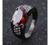 TIANHEY Hip-Hop 14K Black Gold Ruby Obsidian Ring Party Wedding Sapphire Pure For Women Men Unisex Rock Obsidian Jewelry Ring