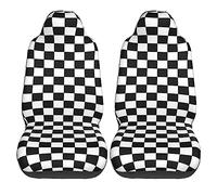 TianHeYue Black and White Racing Checkered Pattern Front Seat Covers 2 Pack, Vehicle Seat Protector Car Mat Covers, Fit Most Bucket Seats