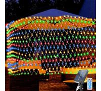TIANHOO Solar Fairy String Lights, 1.5 * 1.5M 96 LEDs Christmas Decoration Net Light, Mesh Fairy String Lights with 8 Flashing Modes, Solar Garden Lights Outdoor Waterproof for Courtyard Garden Party
