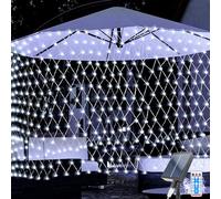 TIANHOO Solar Fairy String Lights, 2 * 3M 198 LEDs Christmas Decoration Net Light, Mesh Fairy String Lights with 8 Flashing Modes, Solar Garden Lights Outdoor Waterproof for Courtyard Garden Party