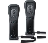 TIANHOO Wii Controller 2 Pack, Wii Remote Controller, with Silicone Case and Wrist Strap, Remote Controller for Wii/Wii U, Black